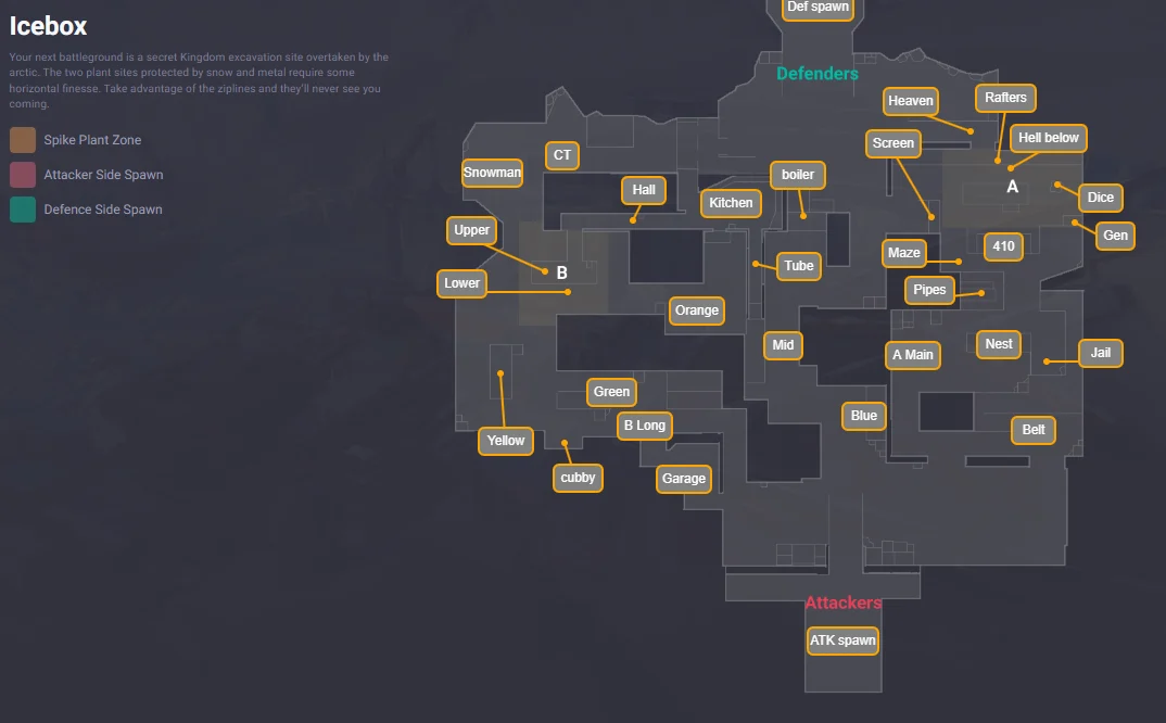 Player viewing a digital tactical map indicating chokepoints and site entry paths